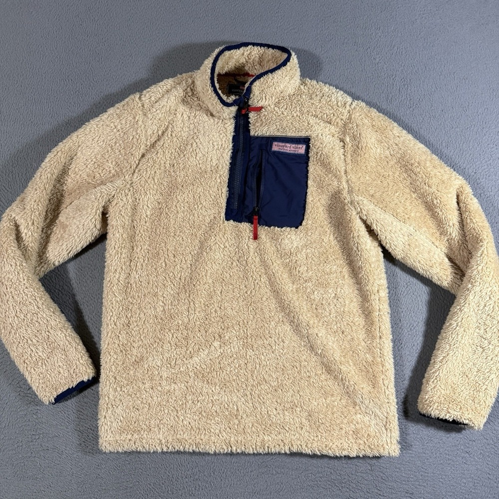 Vineyard Vines Boys Stillwater Sherpa 1/4 Zip Pullover Size X-Large (18)